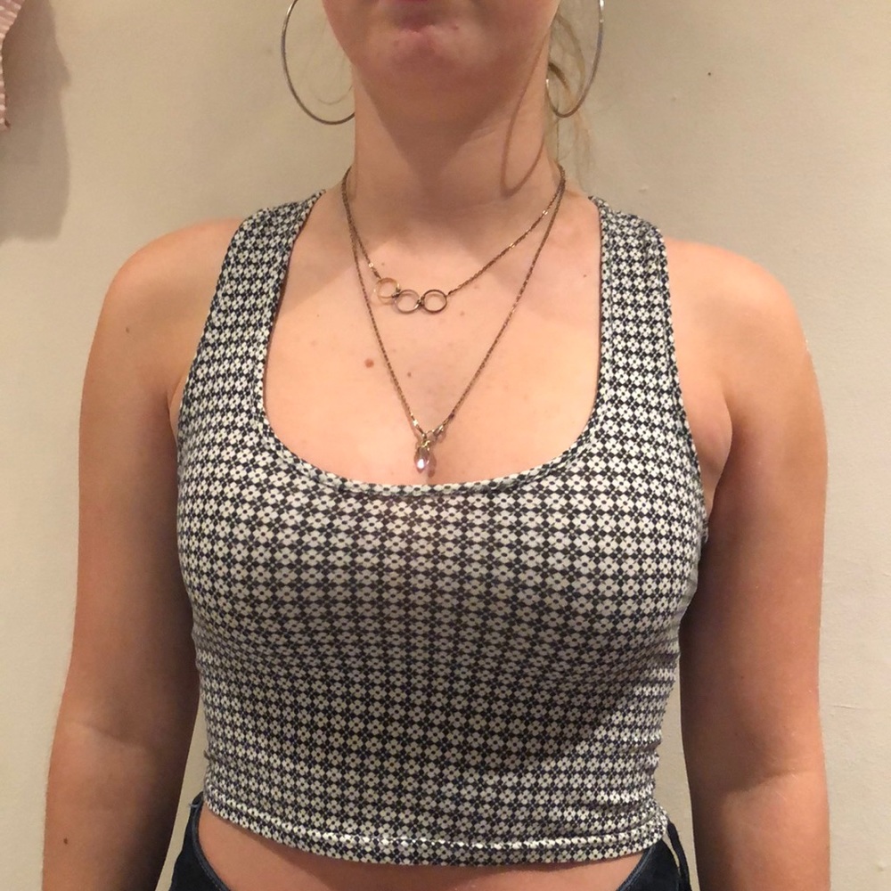 Black and white crop tank